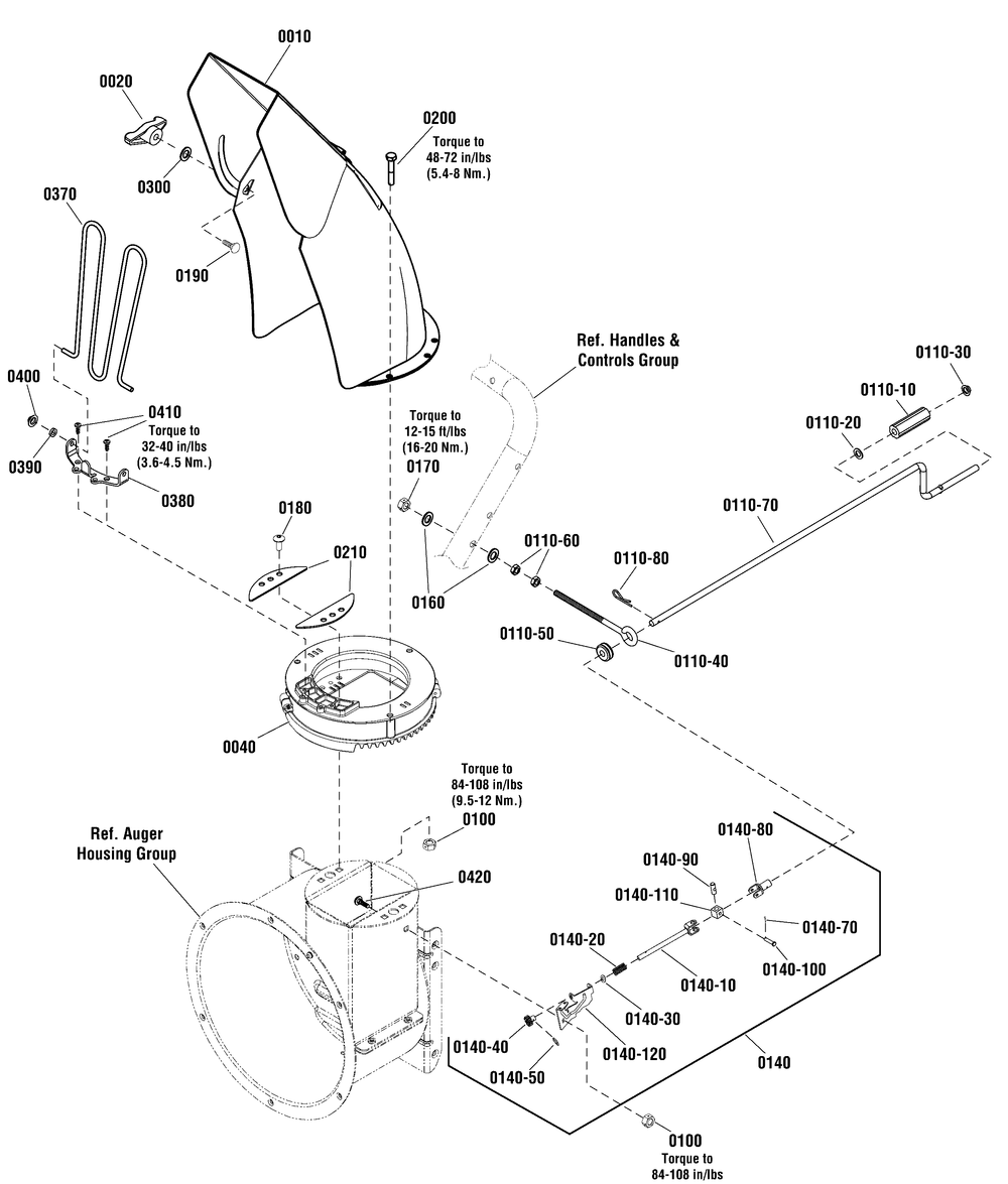 Discharge Chute Group Diagram and Parts List for 1696253-01-BL924R  Briggs and Stratton Snow Blower